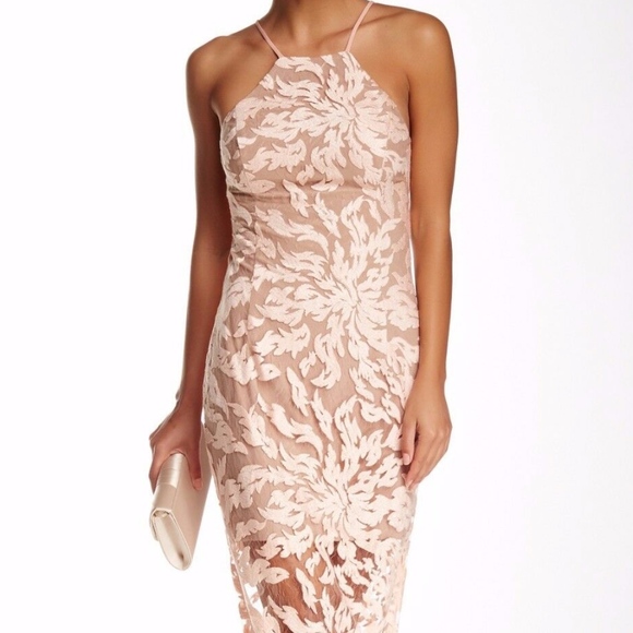 NEW! $418 ABS by Allen Schwartz Embroidered Lace Gown Apricot [SZ Small ]‎ - Picture 2 of 7